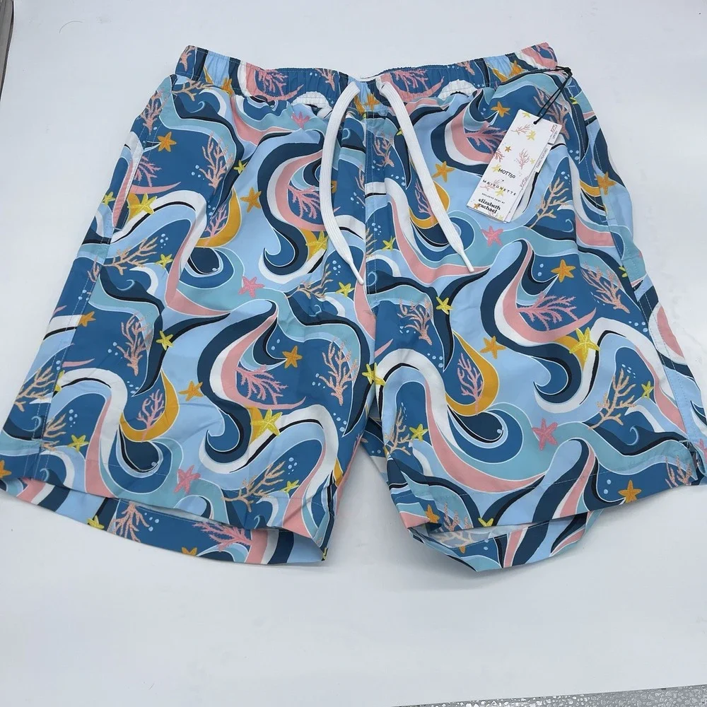 Mott50 Hudson Men's Boardshort,‎ Ocean Candy Wave Pacific Blue w/ Pockets/Liner